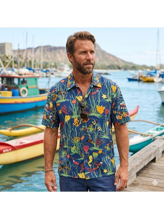reyn spooner Other - Vintage 90s Reyn Spooner Caribbean Map Aloha Shirt XL Hawaii Tiki Cruise Fish